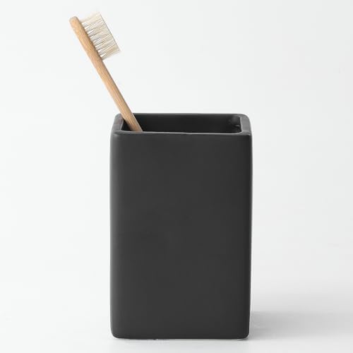 Ceramic Black Square Toothbrush Holder for Bathroom