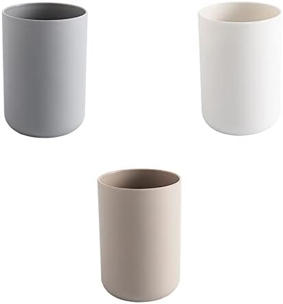 MinLia Bathroom Tumblers Plastic Mouthwash Cup Holder Khaki