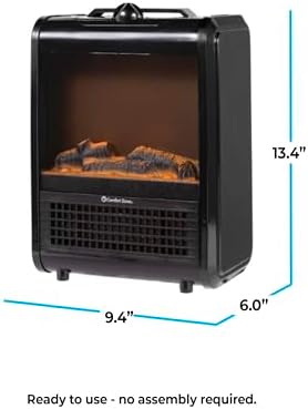 Comfort Zone Electric Mini Fireplace Heater with 3D Flame and Safety Features