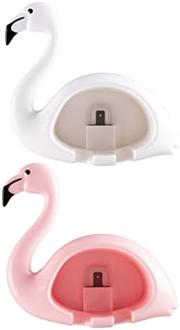 Chic Flamingo Toothbrush Holder 2pcs Wall Mount Adhesive Storage Rack 1