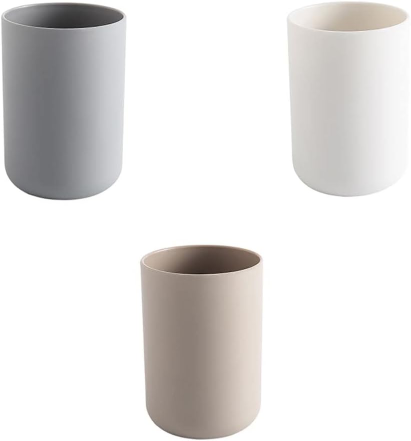 MinLia Bathroom Tumblers Plastic Mouthwash Cup Holder Khaki