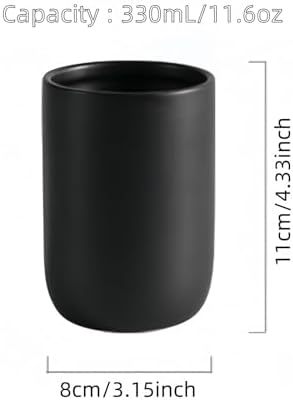 Ceramic Toothbrush Holder Set - 2pcs Black Bathroom Organizer