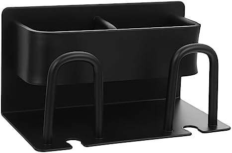 Wall-Mounted Storage Rack for Toothbrush and Toothpaste Black Aluminum