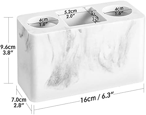 Luxspire Toothbrush Holder with Drain 3 Slots Gravel White
