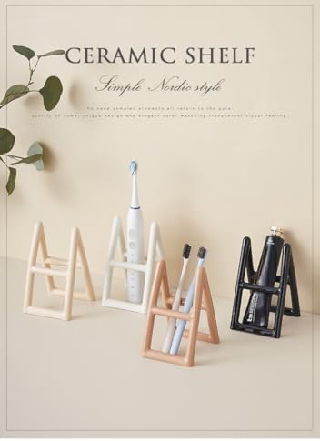 Handmade Ceramic Brush Holder Stand - Minimalist White Design