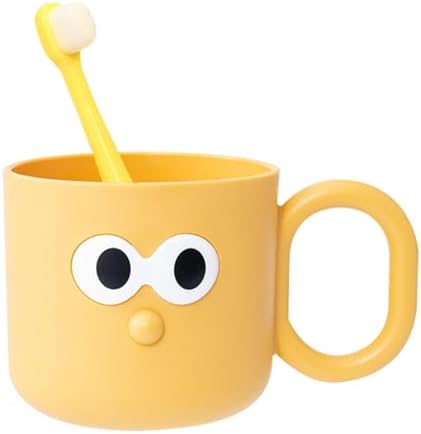 DNCG Cartoon Brush Mug for Kids - Yellow Toothbrush Holder