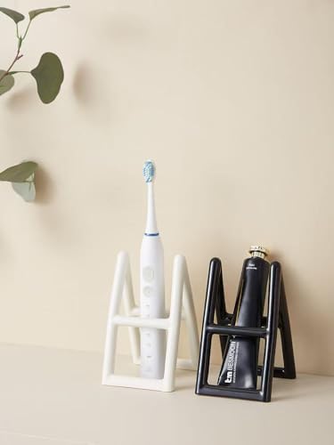 Handmade Ceramic Brush Holder Stand - Minimalist White Design