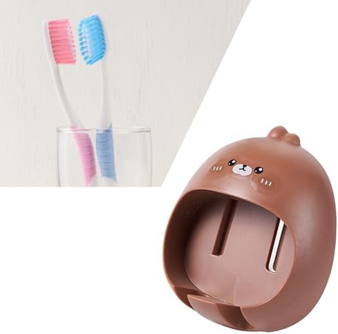 Beufee Toothbrush Holder Wall Mounted Cartoon No Drill