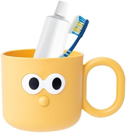 DNCG Cartoon Brush Mug for Kids - Yellow Toothbrush Holder