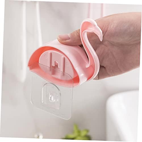 Chic Flamingo Toothbrush Holder 2pcs Wall Mount Adhesive Storage Rack 1
