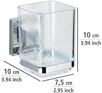 Wenko Quadro Toothbrush Holder with Vacuum-Loc SilverTransparent