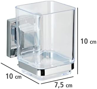 Wenko Quadro Toothbrush Holder with Vacuum-Loc SilverTransparent