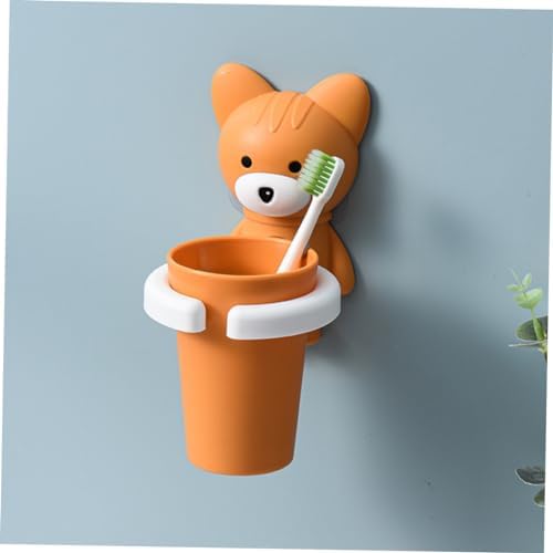 PACKOVE Wall-Mount Cartoon Toothbrush Holder Organizer