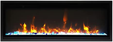 Amantii 65 Extra Slim Indoor Electric Fireplace with Black Steel Surround