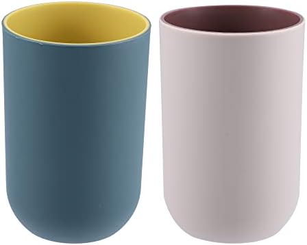 VOCOSTE 2Pcs Bathroom Toothbrush Cups Deep Blue Pink