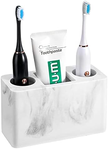 Luxspire Toothbrush Holder with Drain 3 Slots Gravel White