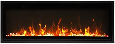 Amantii 65 Extra Slim Indoor Electric Fireplace with Black Steel Surround