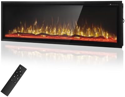 GREEN PARTY 60 Ultra Slim Electric Fireplace with Log Crystal Options