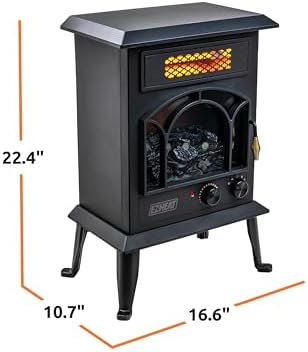 EZ-HEAT Electric Fireplace Heater with Flame Effect and Dual Heat Settings