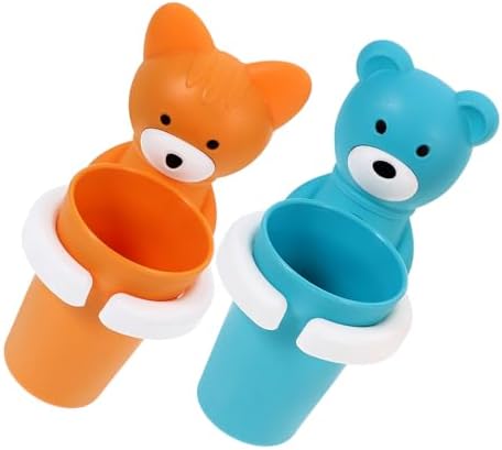 WOONEKY 2sets Cartoon Toothbrush Cup Holder Wall-Mounted Organizer 1