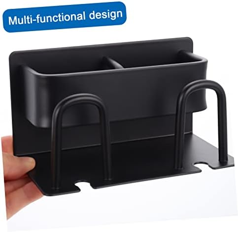 Wall-Mounted Storage Rack for Toothbrush and Toothpaste Black Aluminum