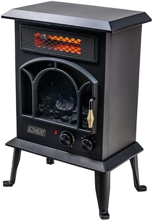 EZ-HEAT Electric Fireplace Heater with Flame Effect and Dual Heat Settings
