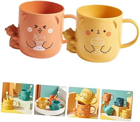 Cabilock Cartoon Toothbrush Cup with Bear Design 2Pcs