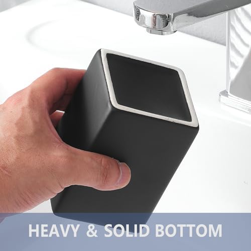 Ceramic Black Square Toothbrush Holder for Bathroom