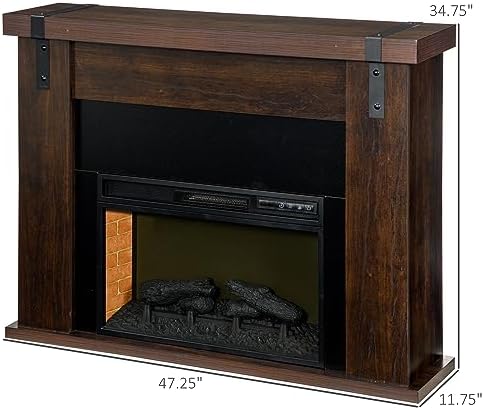 35 Inch Electric Fireplace with Mantel and Remote