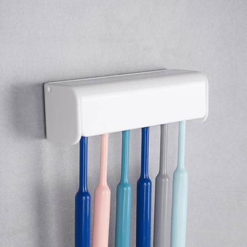 LUEXBOX 6 Slots Wall Mount Toothbrush Holder with Cover
