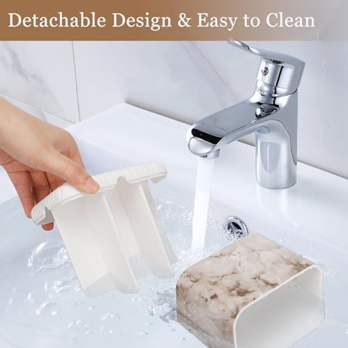 PARKMANI 4 Slots Toothbrush Holder with Drainage and Marble Design