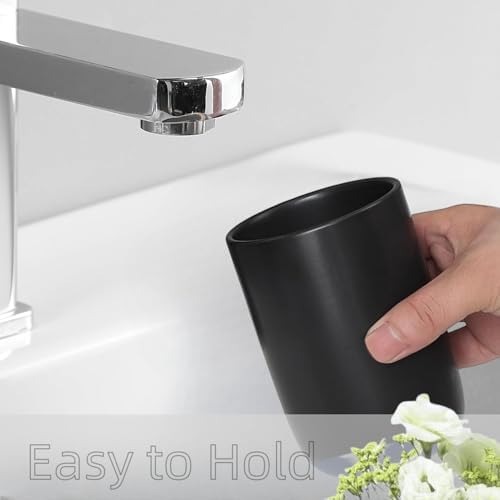 Ceramic Toothbrush Holder Set - 2pcs Black Bathroom Organizer