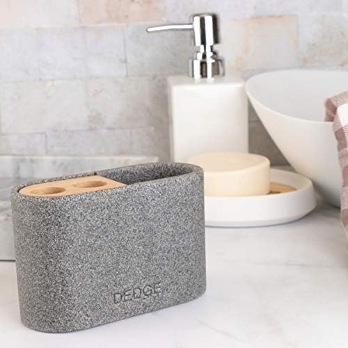 Dedge 3 Slots Bamboo Toothbrush Holder with Drainage for Bathroom Storage