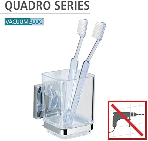 Wenko Quadro Toothbrush Holder with Vacuum-Loc SilverTransparent