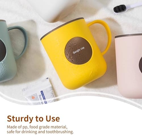 HERCHR Bathroom Tumbler Cup with Handle Yellow
