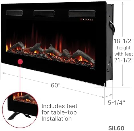 Dimplex Sierra 60 Electric Fireplace Heater - Wall Mounted 1400W Black