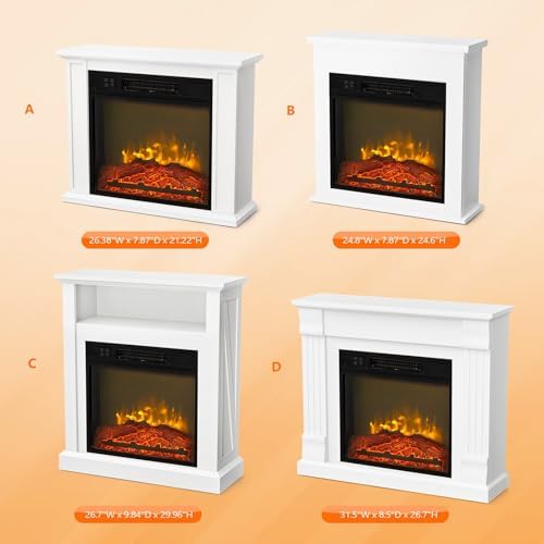 Bonnlo 30H Electric Fireplace with White Wood Mantel and Remote Control