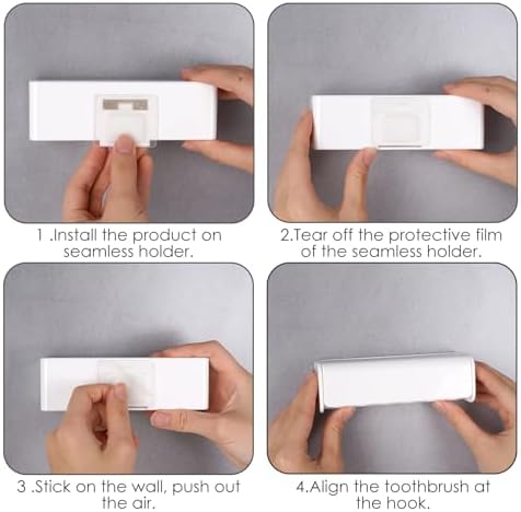 LUEXBOX 6 Slots Wall Mount Toothbrush Holder with Cover