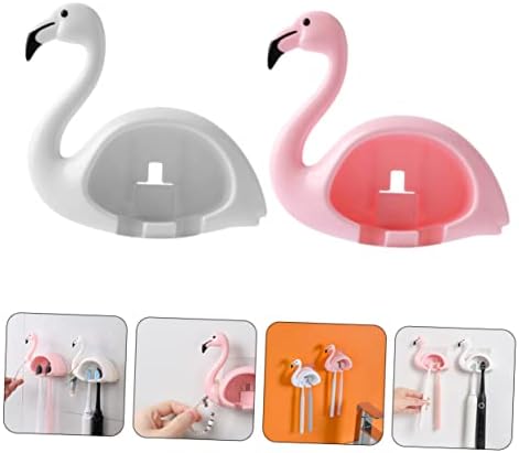 Garneck 2pcs Flamingo Wall Mounted Toothbrush Holder