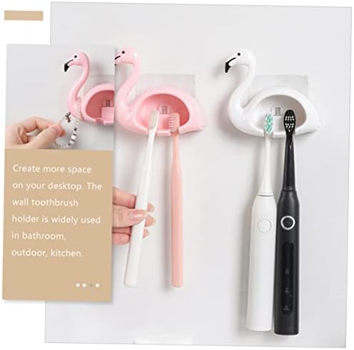 2pcs Flamingo Toothbrush Holder Wall Mounted Organizer for Electric Toothbrushes