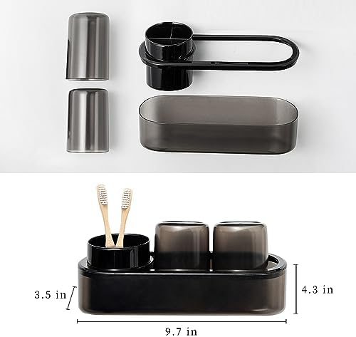 Kids Toothbrush Holder Set with 3 Slots and 2 Tumblers