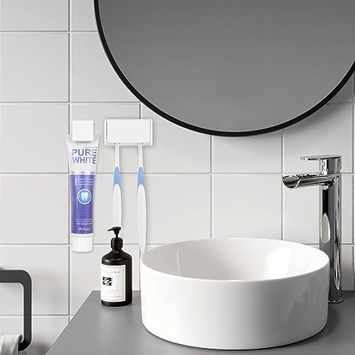 LUEXBOX Wall Mounted Toothbrush Holder with Cover