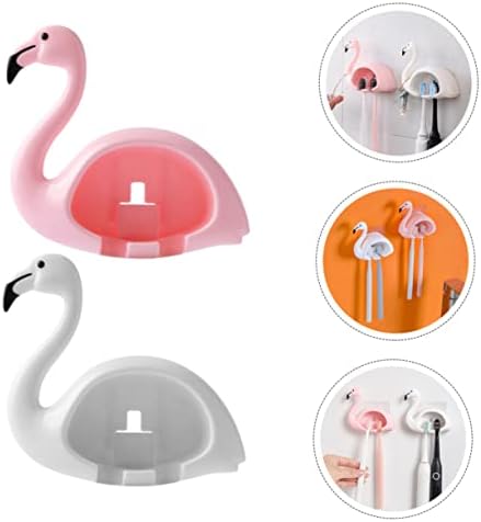 Garneck 2pcs Flamingo Wall Mounted Toothbrush Holder