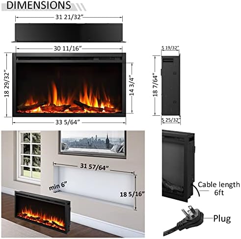 Legend Flame 33 W Electric Fireplace with Log Set Crystal Stone