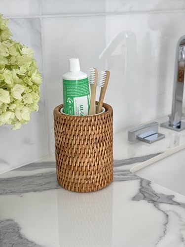 Kouboo La Jolla Rattan Toothbrush Holder Honey-Brown