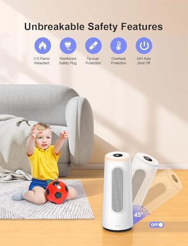 CLEVAST Smart Space Heater with RGB Night Light and Voice Control