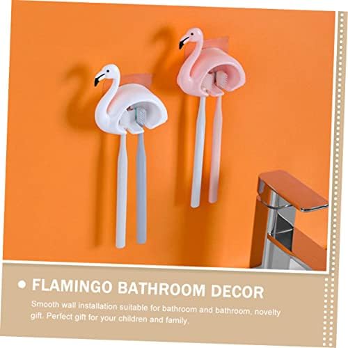 Gatuida 2PCS Flamingo Toothbrush Holder Wall Mounted Organizer