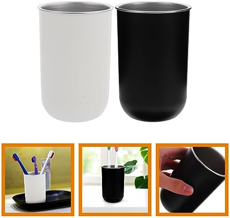 HOLIDYOYO 2-Piece Toothbrush Holder Set Stainless Steel Travel Tumbler