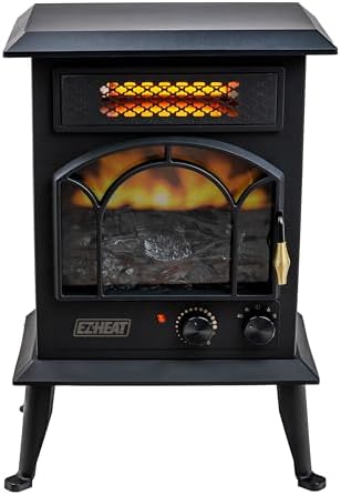 EZ-HEAT Electric Fireplace Heater with Flame Effect and Dual Heat Settings
