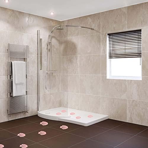 Coufce Bathtub Stickers Non-Slip Safety Treads Pink 12Pcs